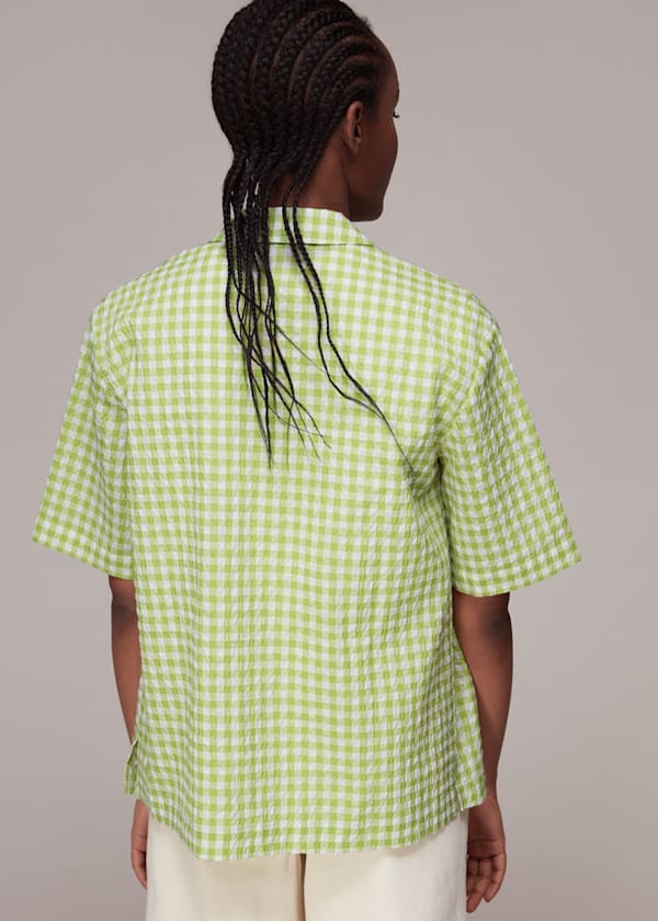 Green Grace Gingham Bowling Shirt