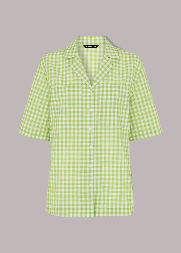 Green Grace Gingham Bowling Shirt