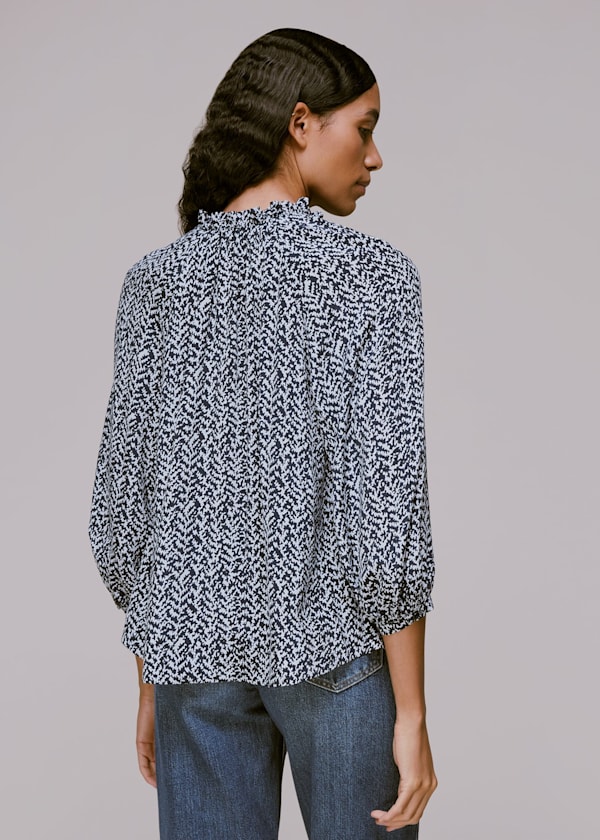 Blue Zig Zag Print Blouse