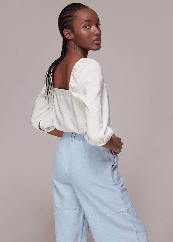 White Blanche Square Neck Top