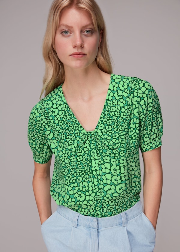 Leopard Petals Collar Top