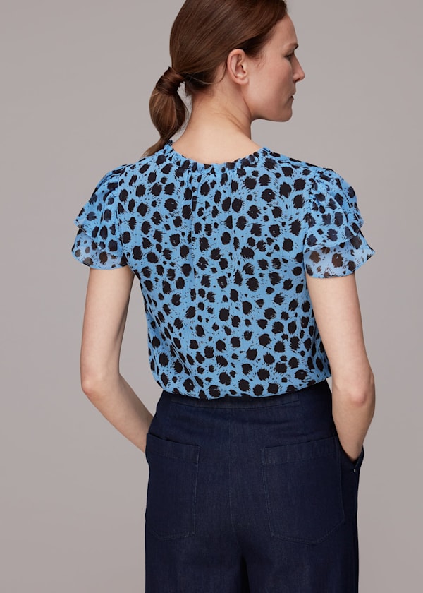 Blue Brushed Dalmatian Blouse