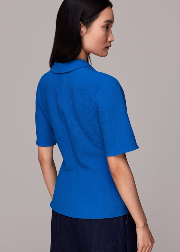 Blue Willow Ruched Detail Top