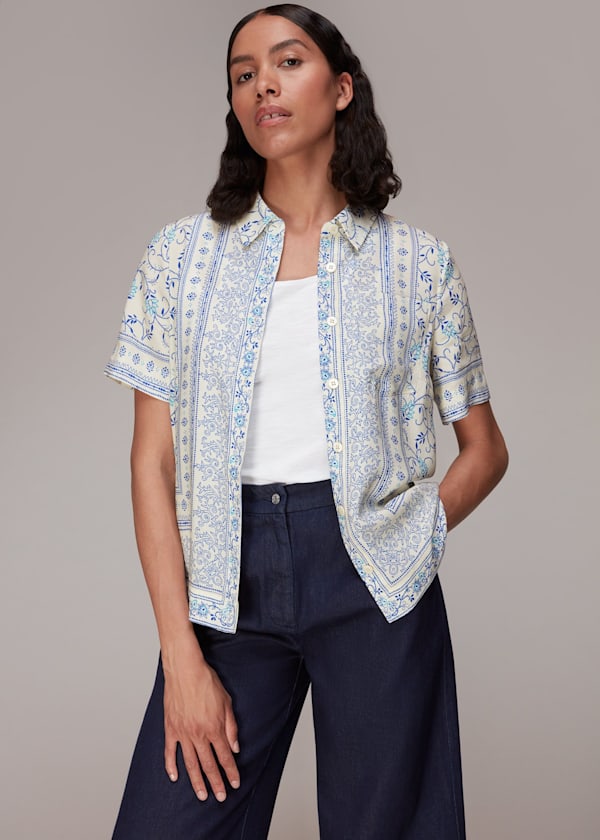 Multicolour Bandana Print Bowling Shirt