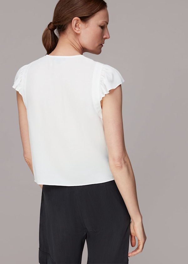 White Frill Sleeve Top