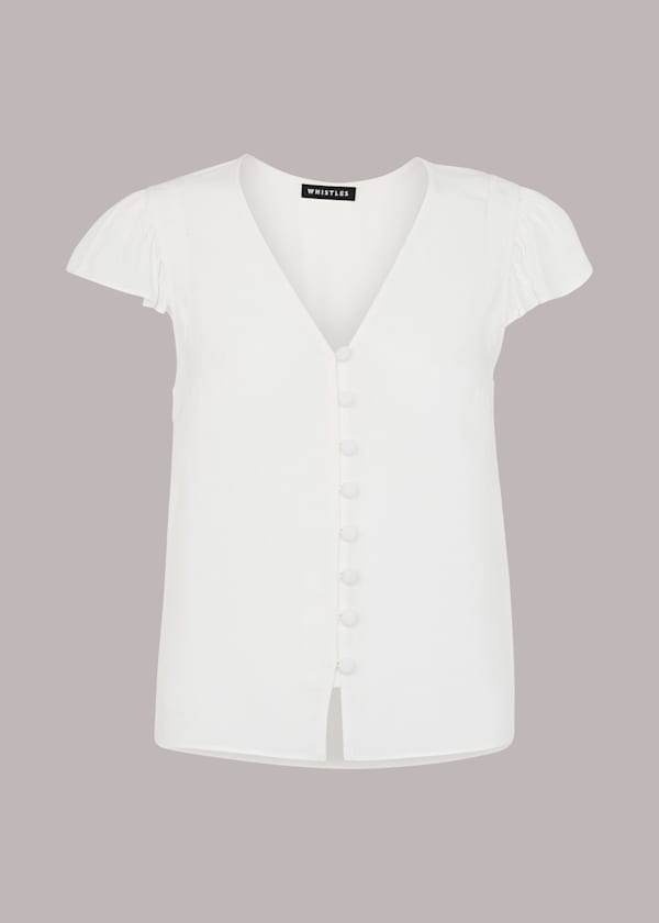 White Frill Sleeve Top