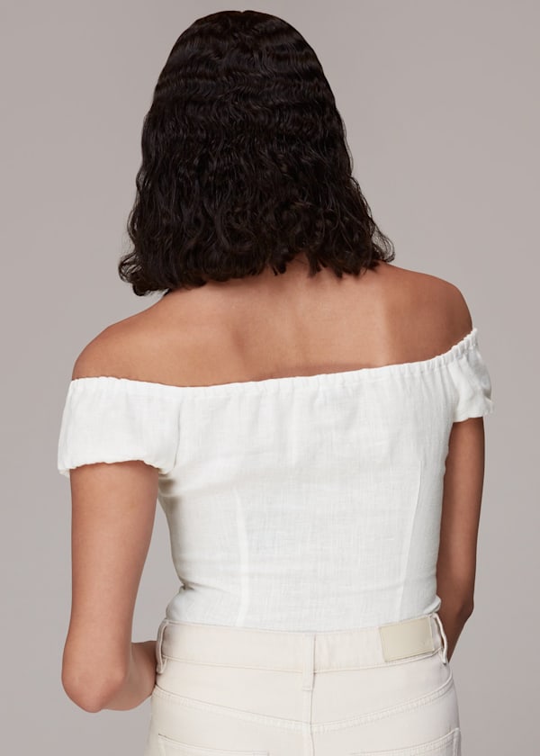 Ivory Off Shoulder Tie Front Top
