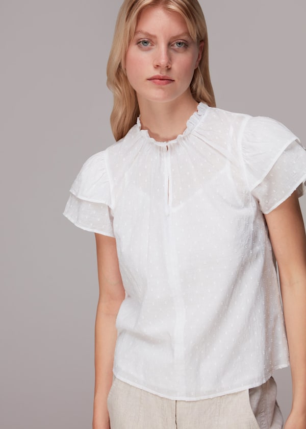 White Dobby Cotton Blouse
