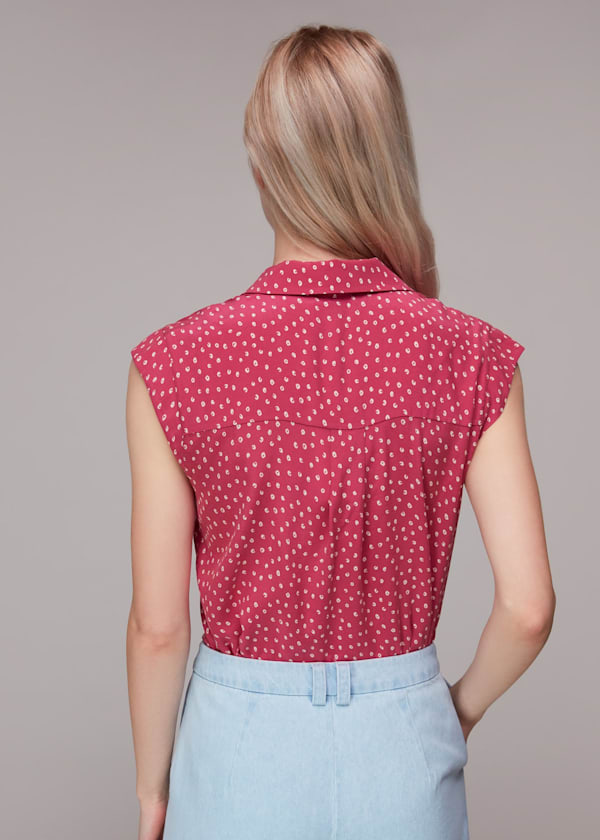 Pink Spot Print Sleeveless Shirt