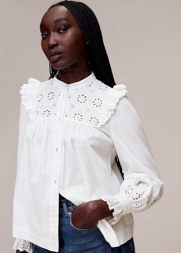 Broderie Frill Sleeve Top