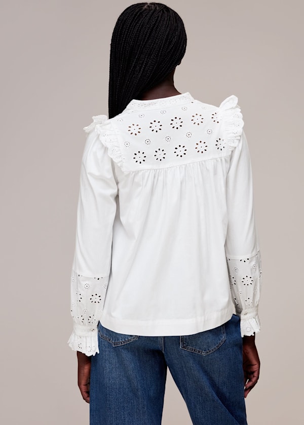 White Broderie Frill Sleeve Top