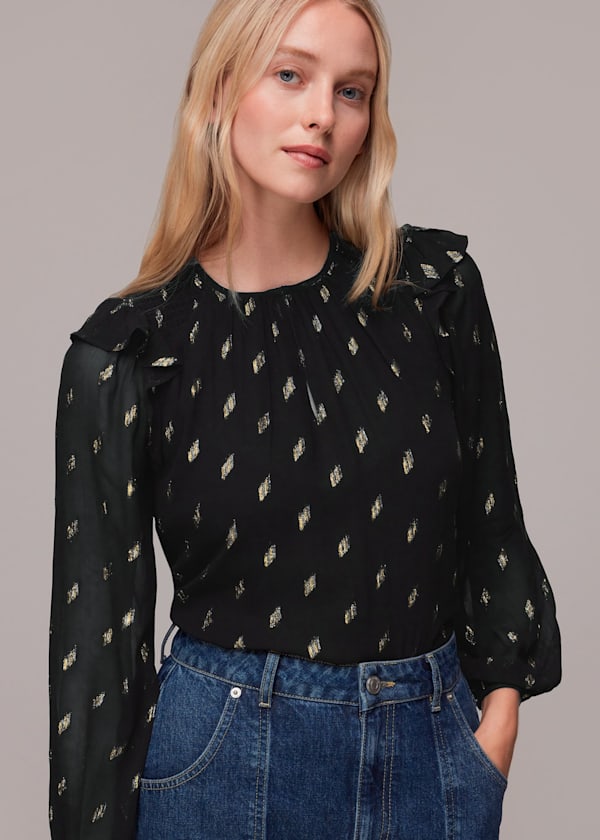 Black Metallic Dobby Top
