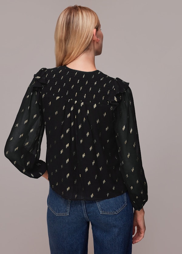 Black Metallic Dobby Top