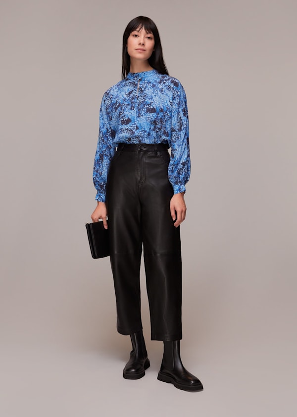Blue Snow Flurry Silk Top