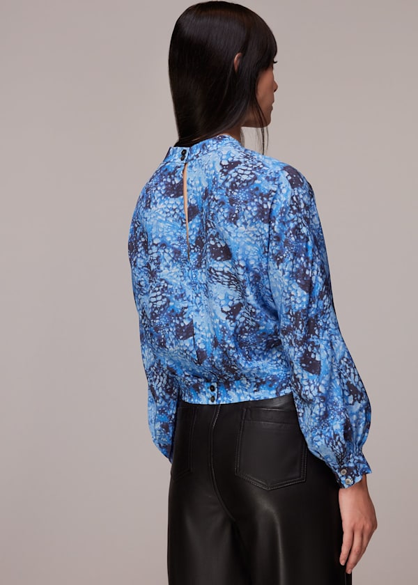 Blue Snow Flurry Silk Top