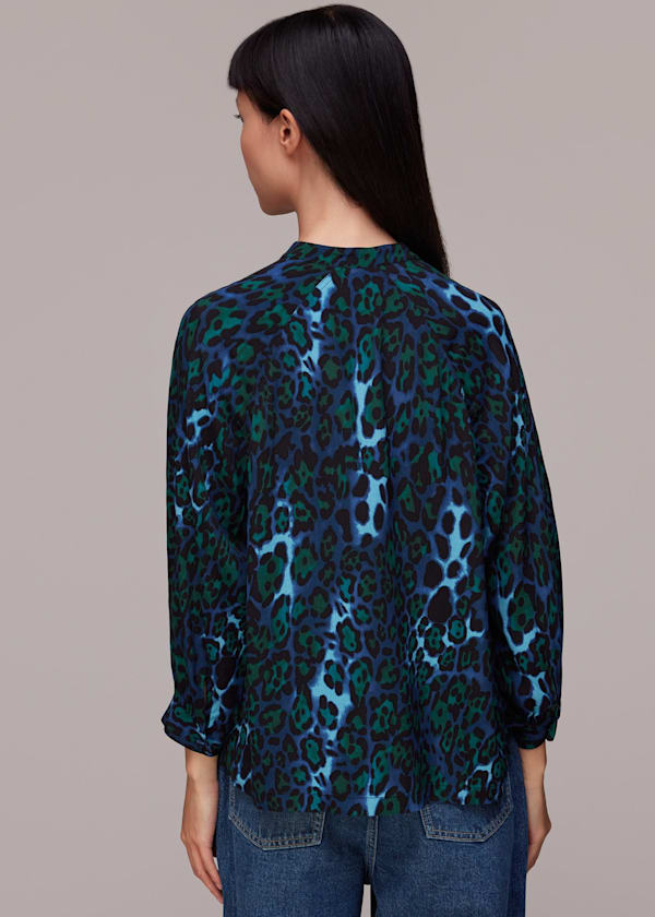 Blue Night Cat Print Raglan Shirt