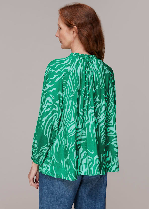 Green Tiger Print Blouse