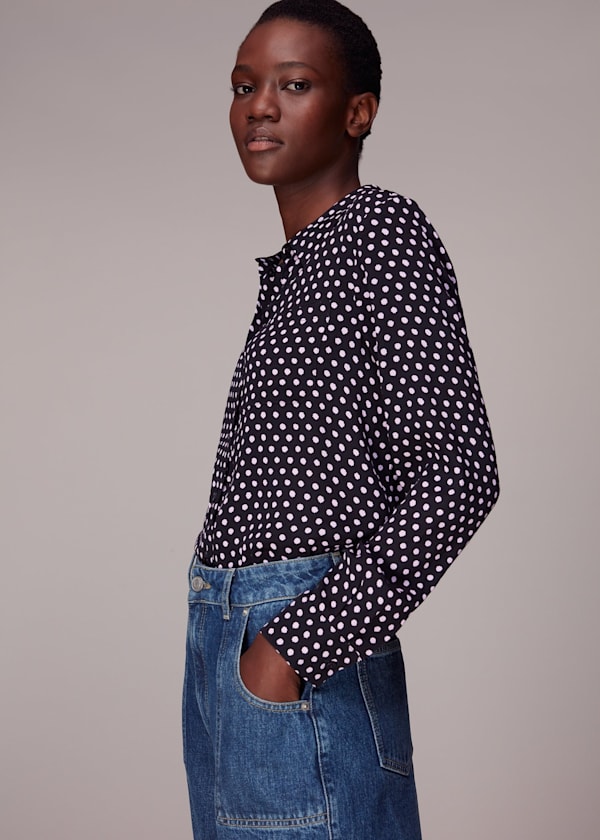 Black Dotted Spot Print Shirt