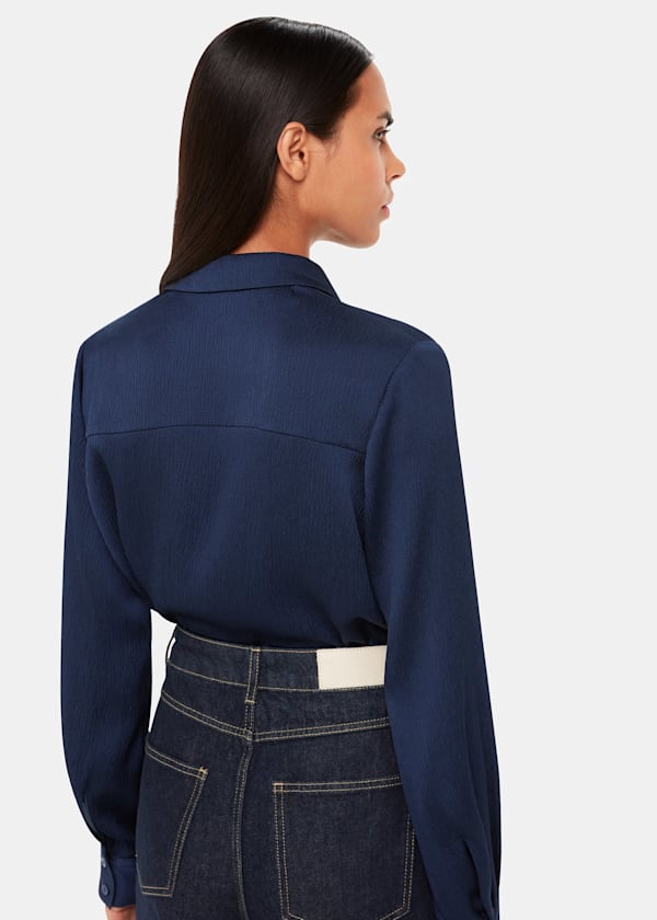 Navy Molly Satin Shirt