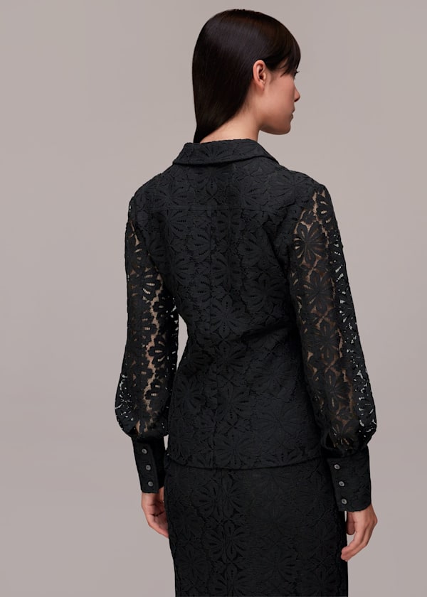 Black Amelia Lace Detail Shirt