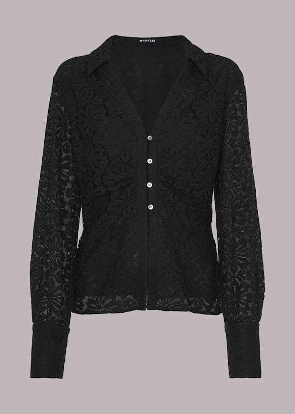 Black Amelia Lace Detail Shirt