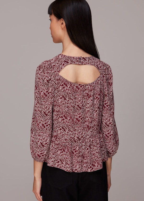 Pink Rough Weave Cut Out Peplum Top