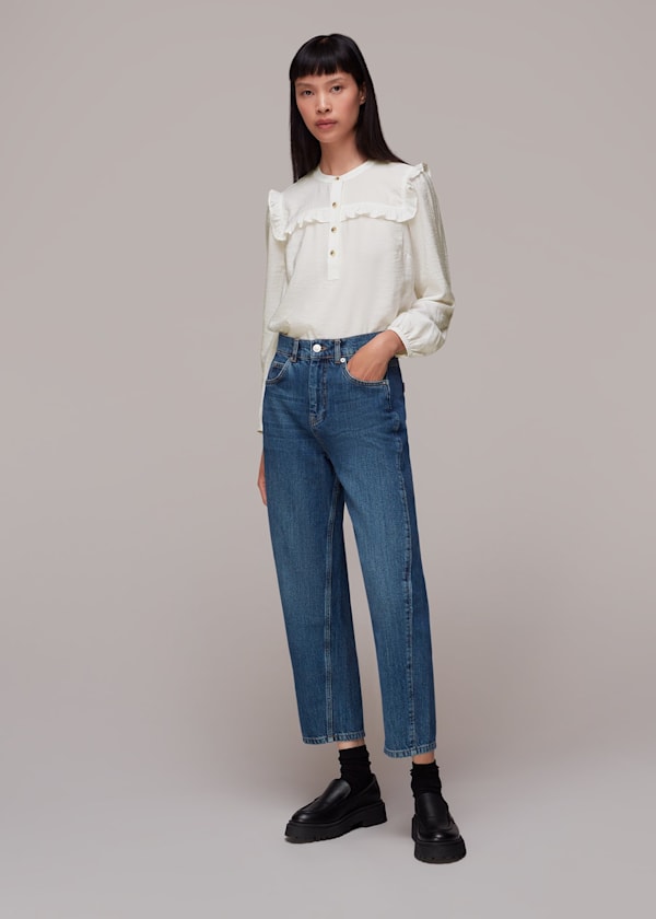 Ivory Xenia Yoke Frill Blouse