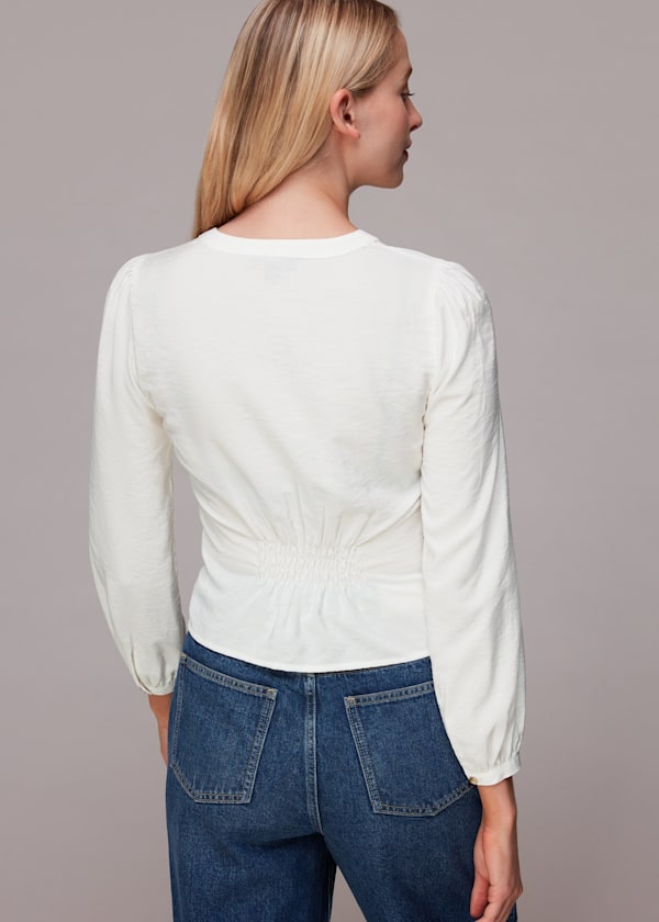 Ivory Ariel Shirred Detail Blouse