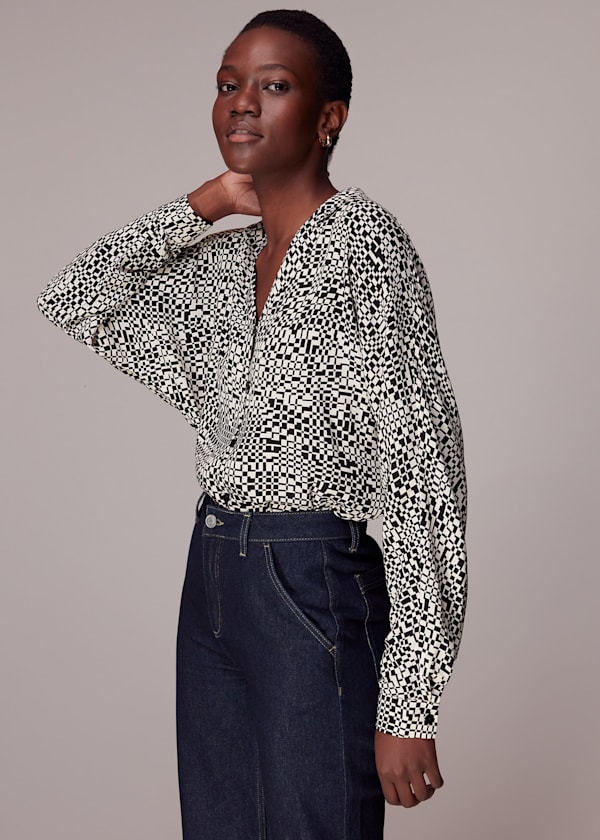 Multicolour Checkerboard Ramona Blouse