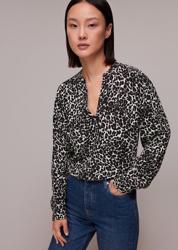 Shadow Leopard Print Blouse