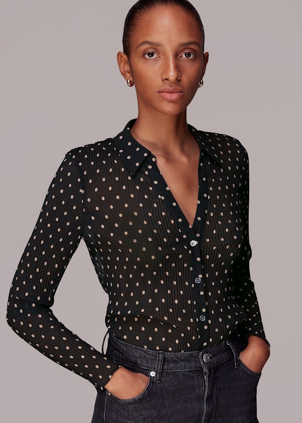 Spot Print Penny Plisse Shirt