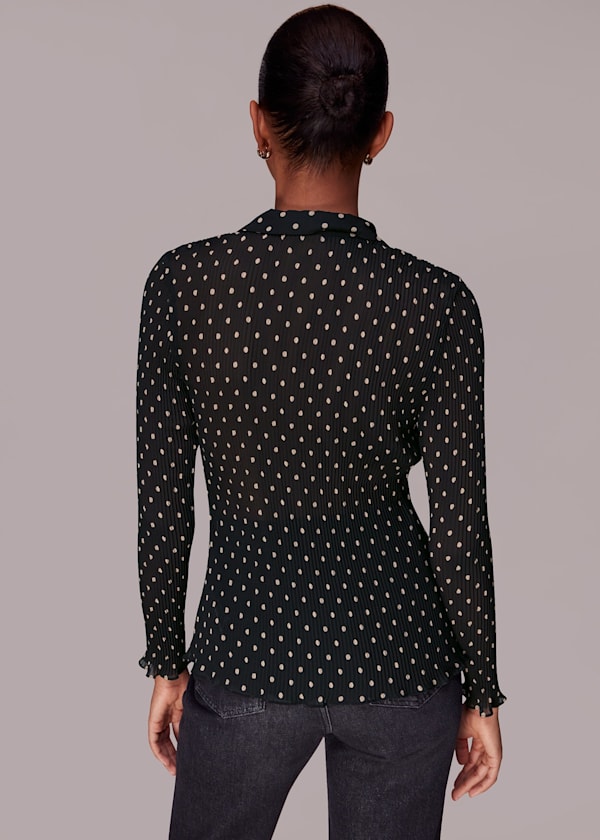 Black Spot Print Penny Plisse Shirt