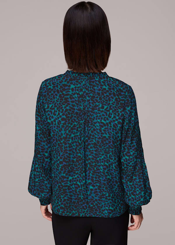 Teal Forest Leopard Blouse