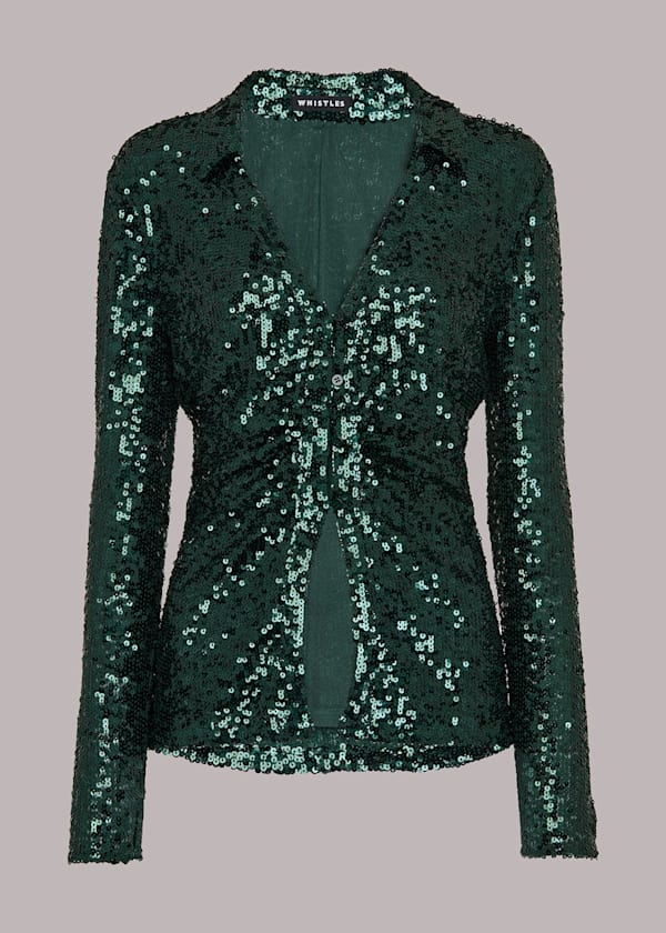 Dark Green Layla Sequin Shirt