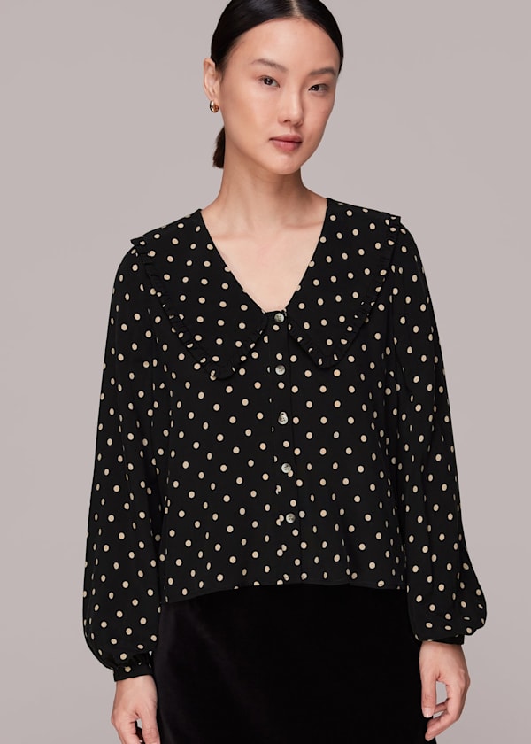 Spot Print Collar Top