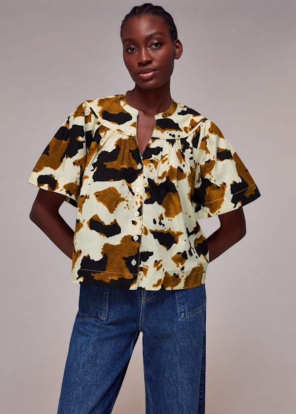 Brown Cow Print Izzy Trapeze Top
