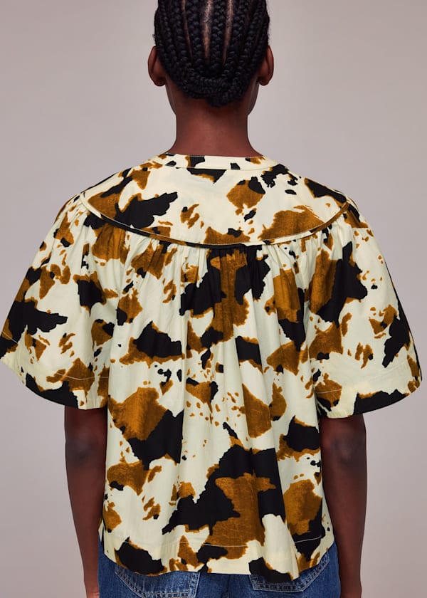 Brown Cow Print Izzy Trapeze Top