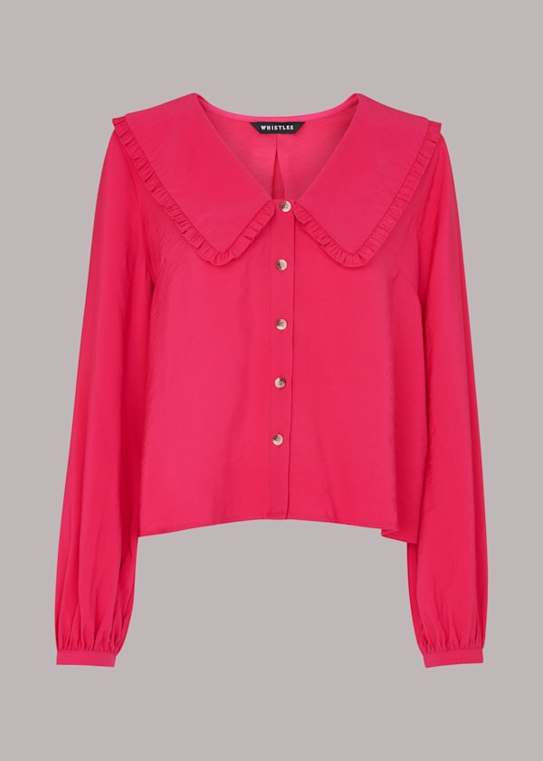 Pink Oversized Collar Top