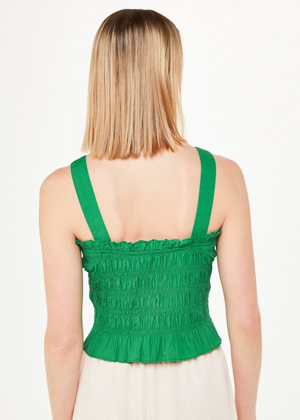 Green Saskia Crinkle Strappy Top