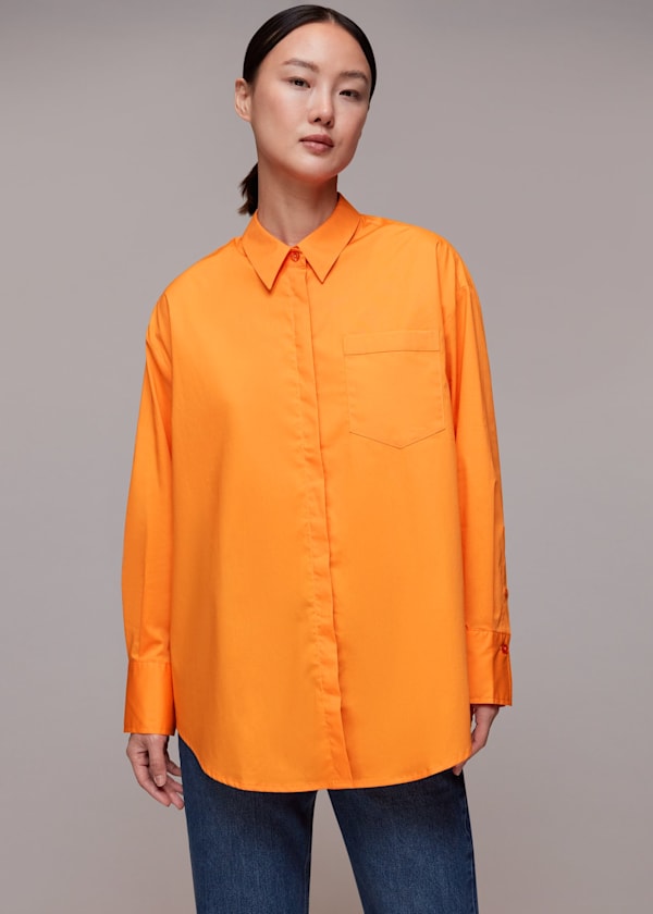 Orange Oversized Button Up Shirt
