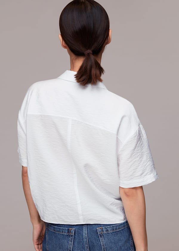 White Nicola Tie Front Top