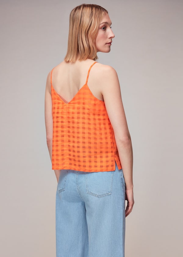 Red Seersucker Cami Top