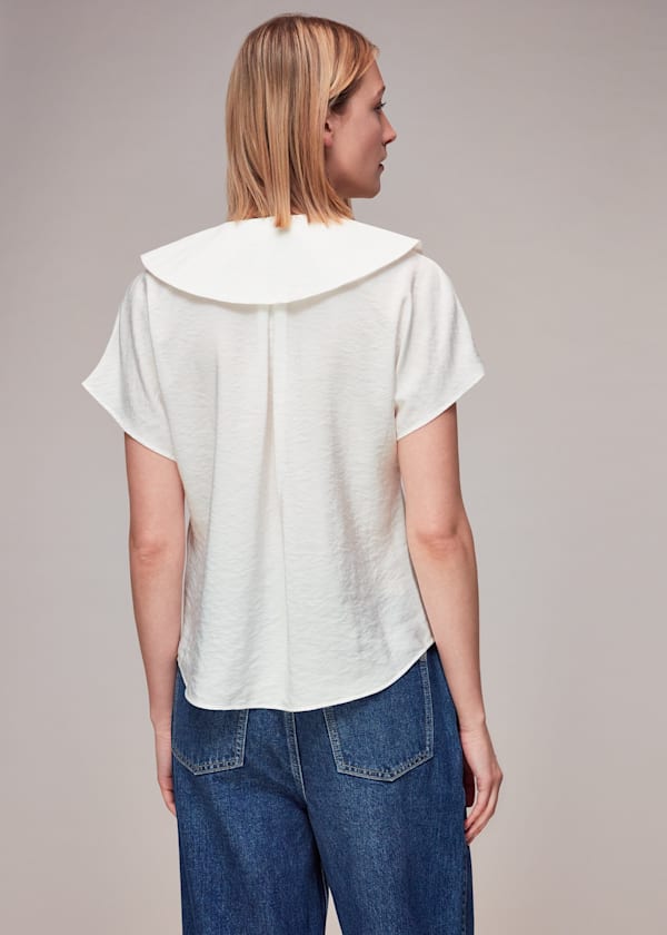White Greta Collar Top
