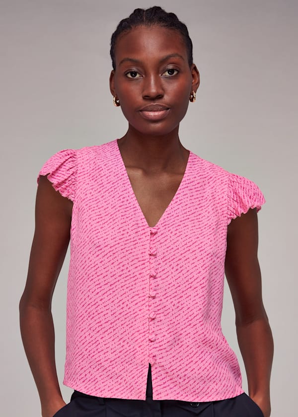 Pink Diagonal Fleck Top