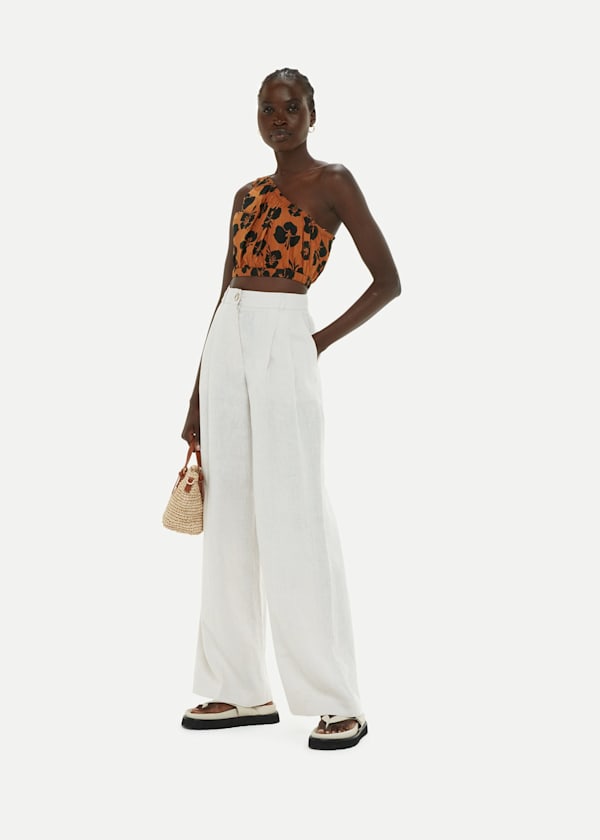 Brown Tropical Floral Top