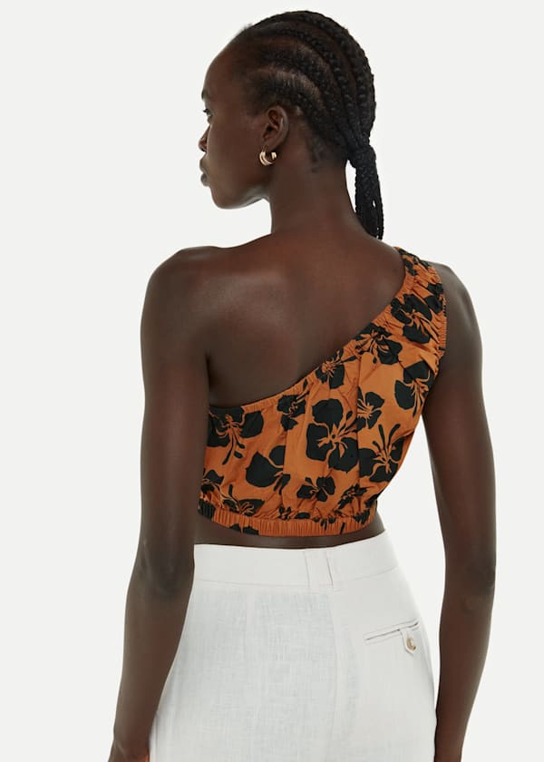 Brown Tropical Floral Top