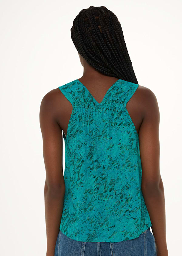 Teal Diagonal Snake Vest Top