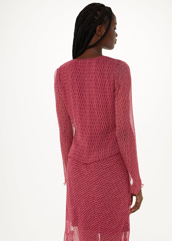 Purple Dainty Net Tie Detail Top