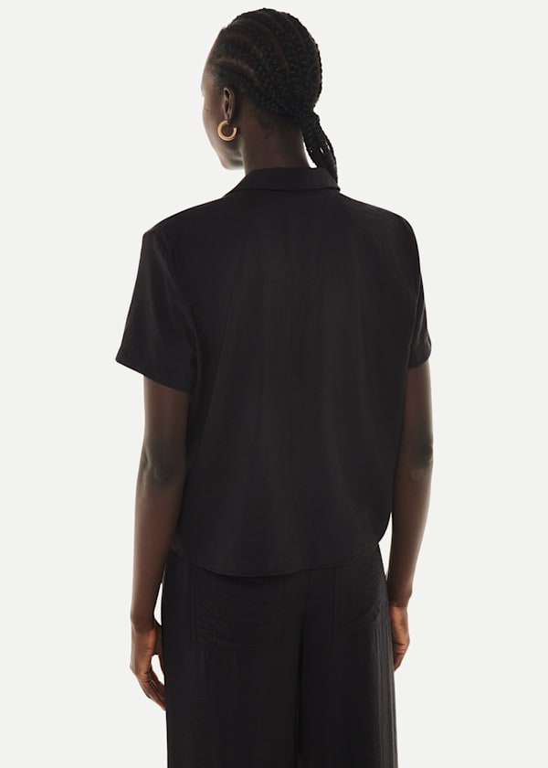 Black Nicola Tie Front Blouse