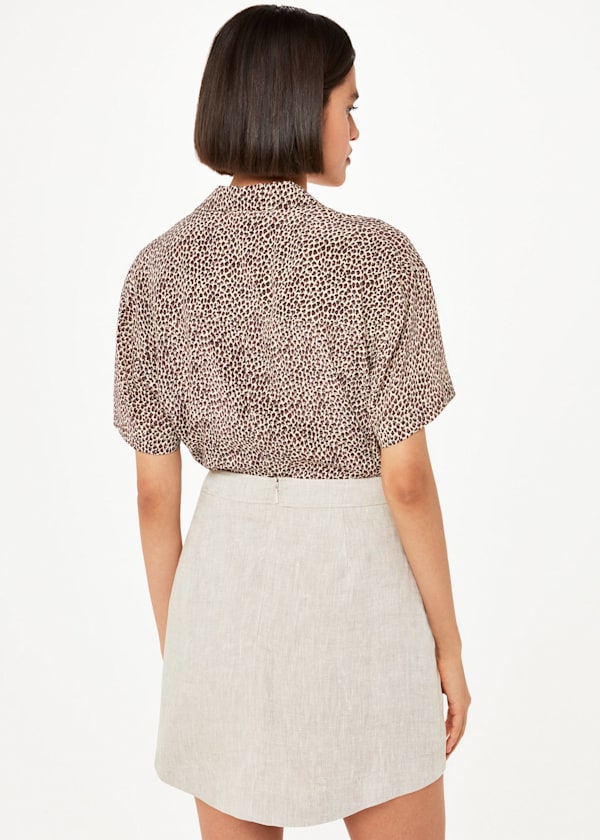 Dashed Leopard Tie Front Top